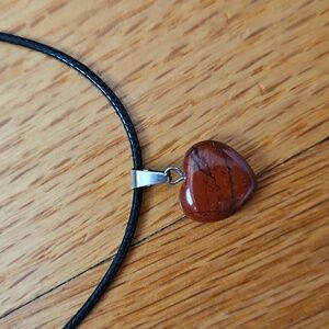 Heart-Shaped Mahogany Pendant Necklace